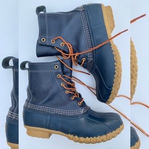 Womens LL Bean Duck Boots Navy Blue Gum 8” 8 9